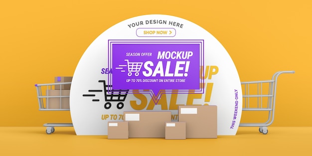 PSD design del mockup di spedizione dell'app store