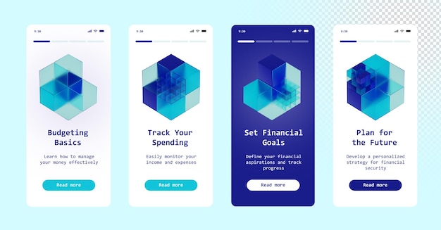 app story with blue glass morphism 3d icons