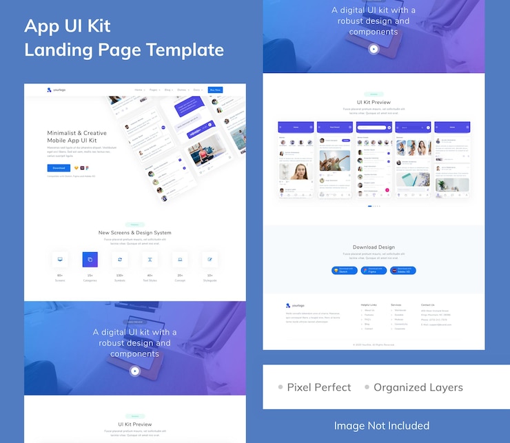 PSD app ui kit landing page template