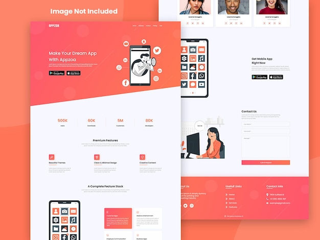 PSD app website landing page