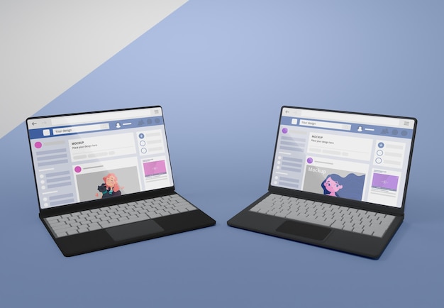 PSD apparaat met mock-up voor social media-platform