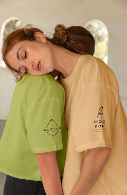 PSD apparel mockup of modern girl city