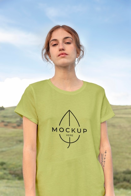 Mockup di abbigliamento della città moderna della ragazza