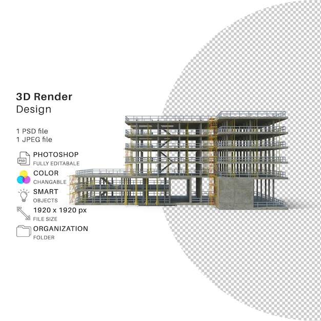 PSD appartementengebouw 3d-modellering psd-bestand realistisch gebouw