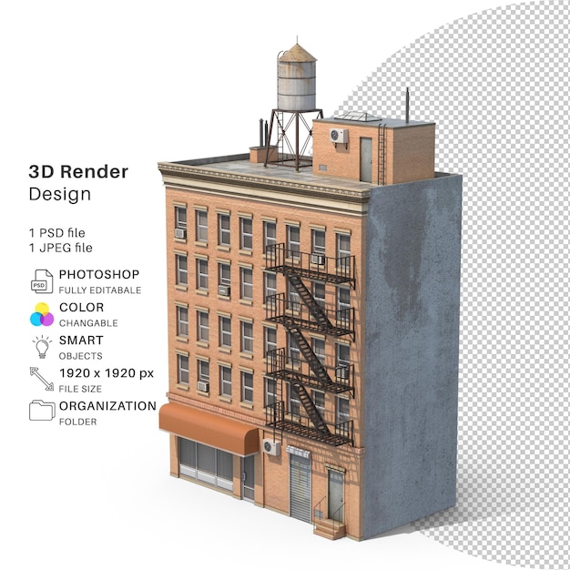 PSD edificio di appartamenti modellazione 3d file psd edificio realistico