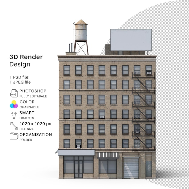 PSD 아파트 빌딩 3d 모델링 psd 파일 현실적인 빌딩