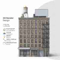 PSD edificio di appartamenti modellazione 3d file psd edificio realistico