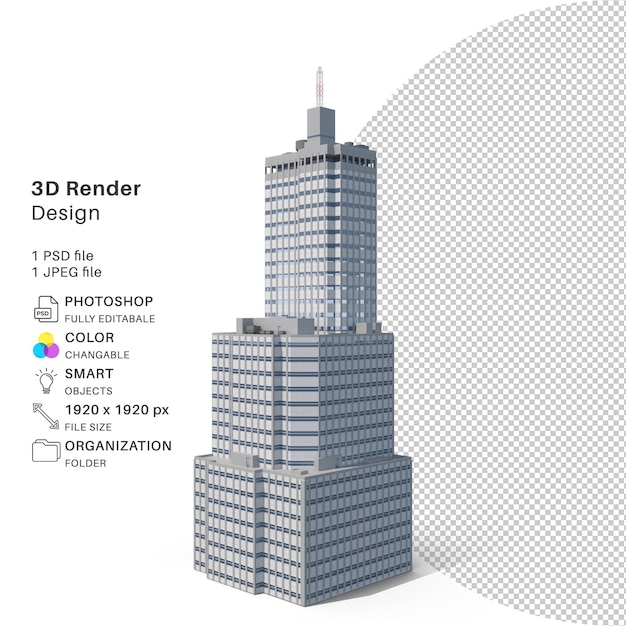 PSD edificio di appartamenti modellazione 3d file psd edificio realistico