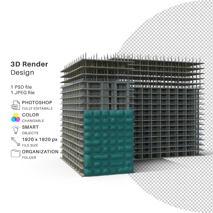 PSD appartment building 3d modeling psd file realistic building