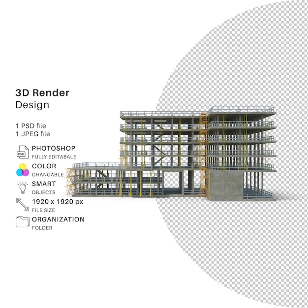 Edificio di appartamenti modellazione 3d file psd edificio realistico