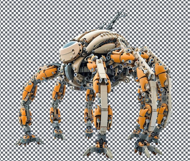 PSD appealing biomechanical lego creatures isolated on transparent background