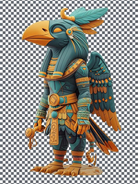 PSD appealing egyptian horus warrior character isolated on transparent background