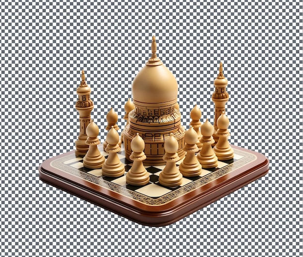 PSD attraente set di scacchi 3d a tema ramadan isolato su uno sfondo trasparente