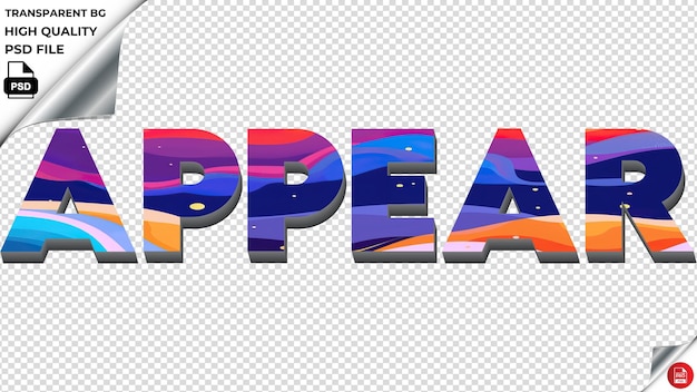 Appear typography flat colorful text texture psd transparent