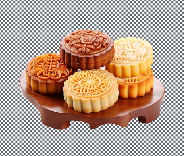 PSD appetizing and flavorful moon cakes isolated on transparent background