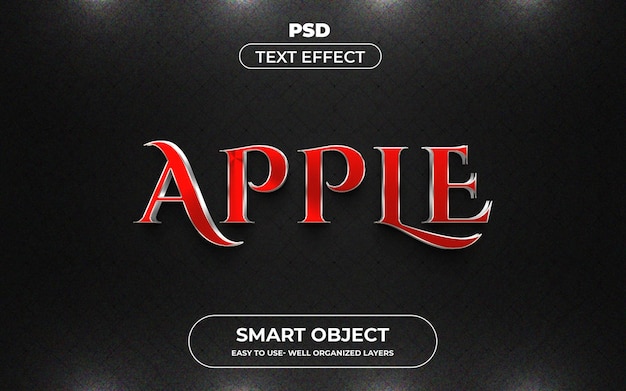 PSD apple 3d edytowalny styl efektu tekstowego