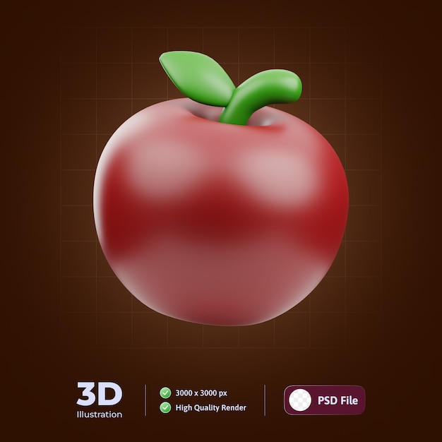 PSD アップルの 3 d イラストレーション