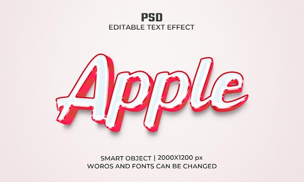 Apple 3d фотошоп редактируемый текстовый эффект с фоном