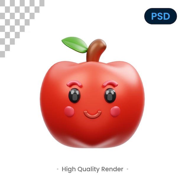 PSD apple 3d render illustration premium psd