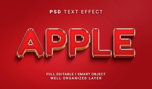 Apple 3d style psd text effect