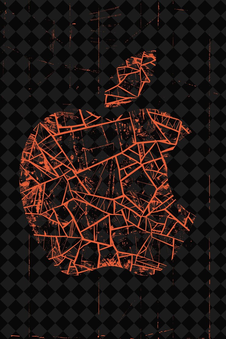 PSD apple cores with jagged metal scraps and torn paper silhouet creative texture background designs
