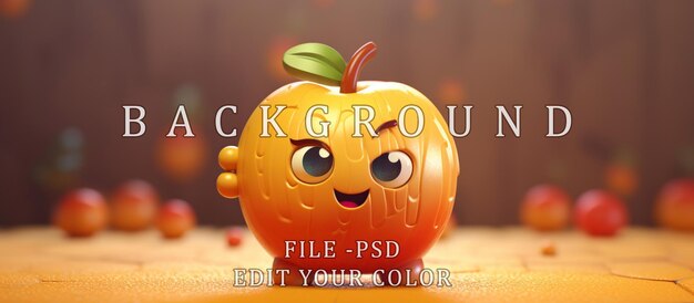 PSD apple and cute cartoon