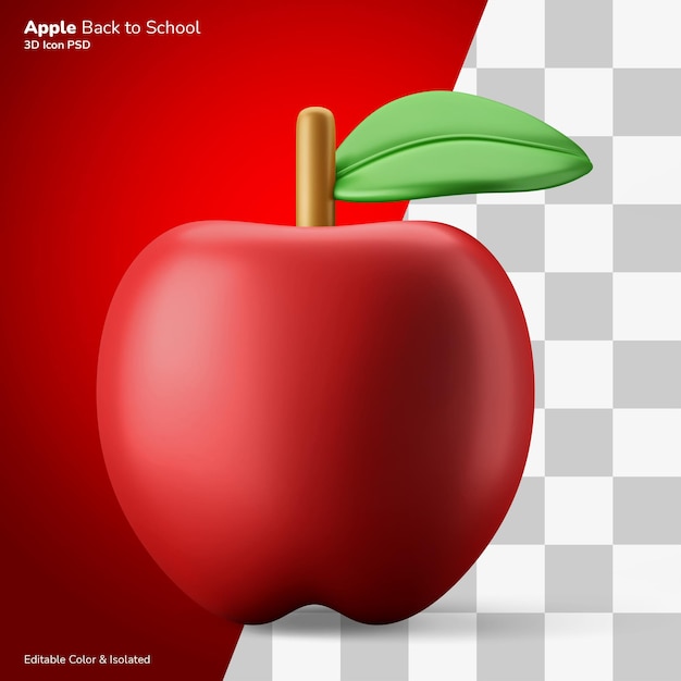 PSD apple education study symbol 3d rendering icon editable color isolated