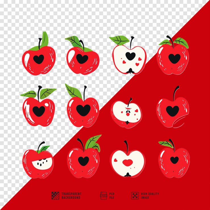 PSD アップルフルーツセット 背景のない画像 hd品質