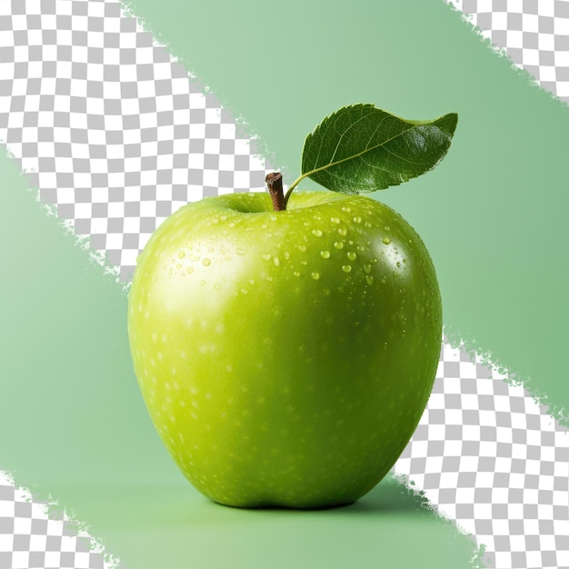 Apple gecentreerd op transparante achtergrond met groene tint