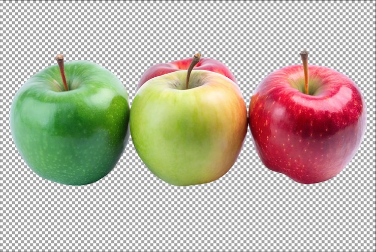 PSD apple isolated vibrant fruit on white background display
