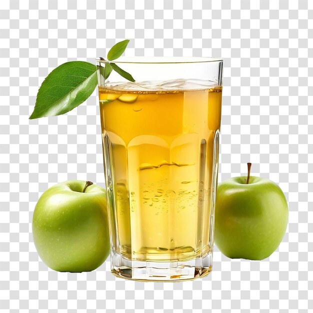PSD apple juice in glass transparent background