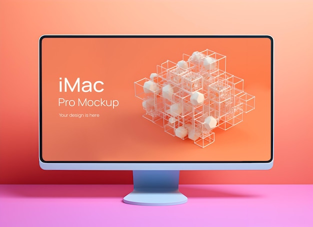 PSD 大規模ミニマリズムのスタイルの apple_monitor_mockup_in_the_style_of_large_scale_minimalism