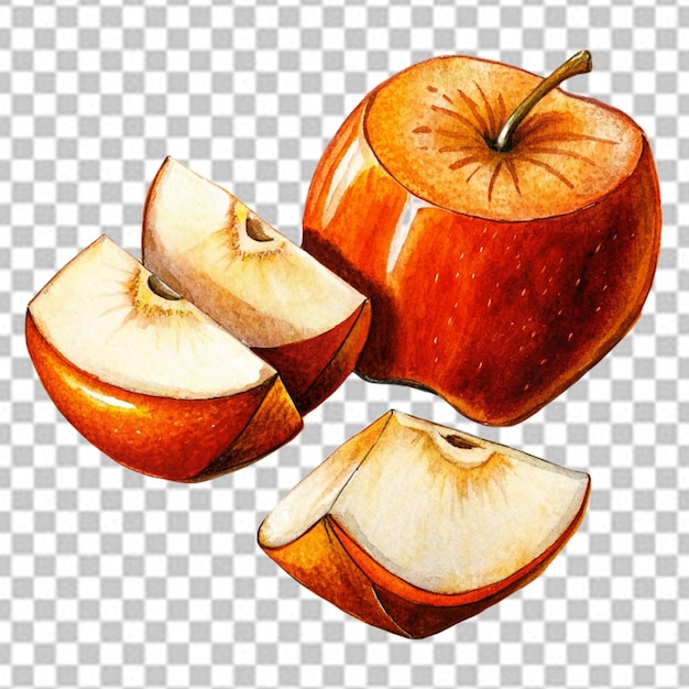PSD pezzi di mela isolati su sfondo bianco