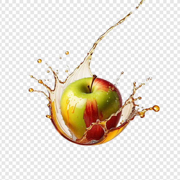 PSD apple in splash apple juice png isolated on transparent background