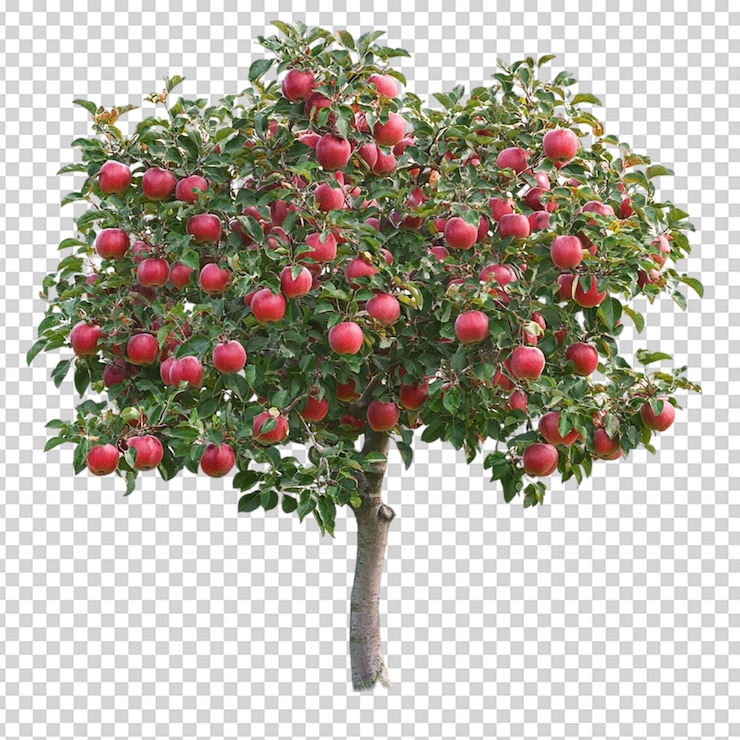 PSD apple tree isolated on white background