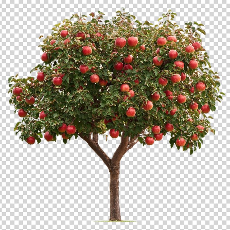PSD apple tree isolated on white background