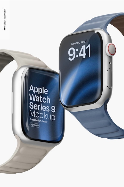 PSD apple watch series 9 mockup low angle view