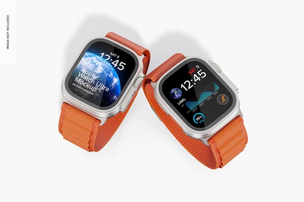 apple watch ultra 49mm mockup, top view