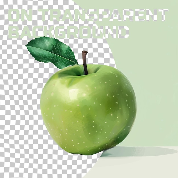 PSD an apple with a green leaf on its stem