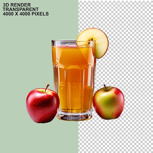 PSD Яблочный фрукт и стакан яблочного сока яблочный сок концентратный сок прозрачный