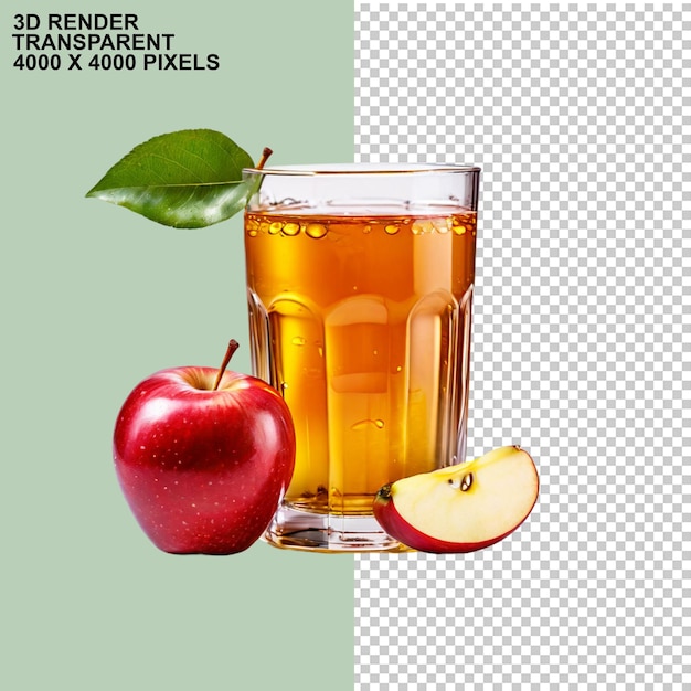 PSD Яблочный фрукт и стакан яблочного сока яблочный сок концентратный сок прозрачный