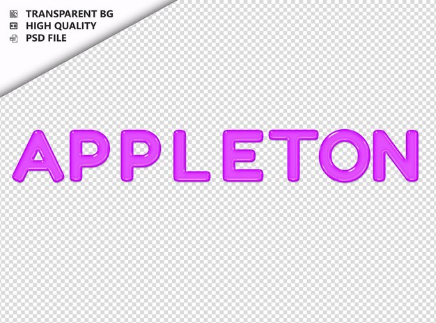 PSD appleton typography purple text glosy glass psd przezroczyste