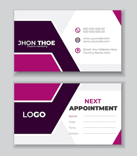 PSD next appointment card design