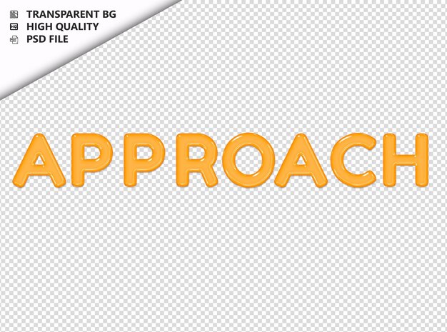 Approach typography yellow text glosy glass psd transparent