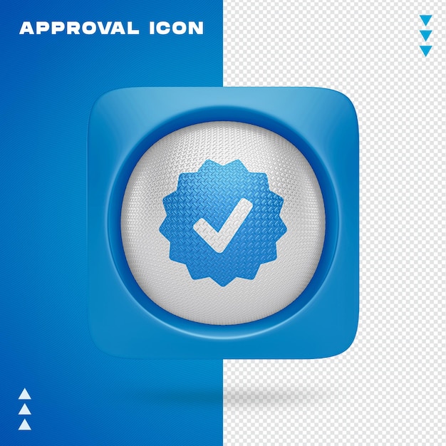 Approval icon design in 3d rendering