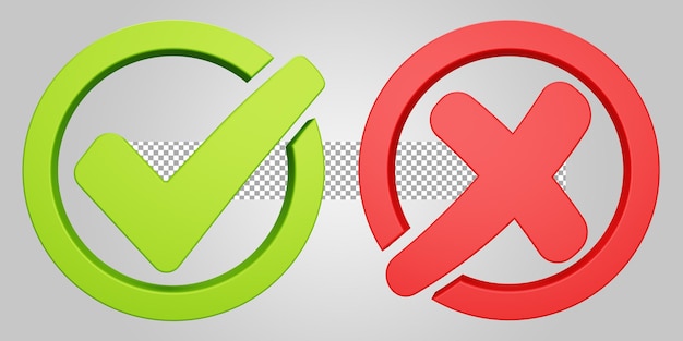 approve reject button isolated on transparent background 3d render