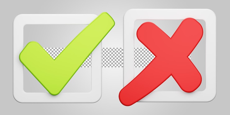 PSD approve reject button on transparent background 3d render