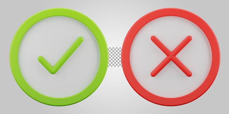 PSD approve reject button on transparent background 3d render