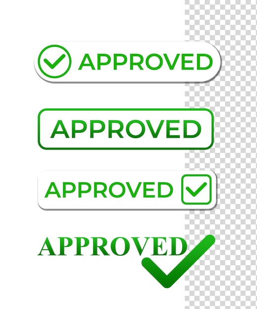 PSD Утвержденный дизайн шаблона значка дизайн набора шаблонов зеленого цвета