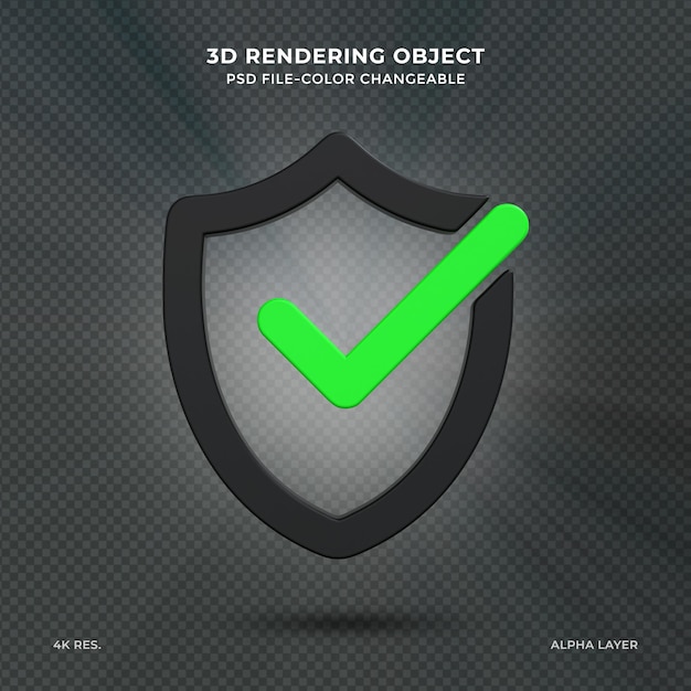 PSD approved sign 3d checkmark ui icon 3d rendering checkmark sign icon